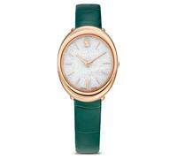 Reloj Imber oval, Fabricado en Suiza, Correa de piel, Verde, Acabado tono oro rosa OS