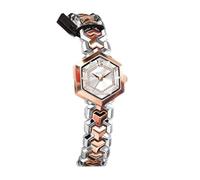 Reloj Inteligente 2 Relojes de Lujo for Mujer con Esfera de Diamantes, de Cuarzo, de Cristal Hexagonal, Resistentes al Agua, for Combinar con el Vestido. Deportivo(Inter Rose Gold White)
