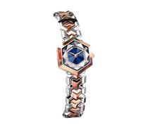 Reloj Inteligente 2 Relojes de Lujo for Mujer con Esfera de Diamantes, de Cuarzo, de Cristal Hexagonal, Resistentes al Agua, for Combinar con el Vestido. Deportivo(Inter Rose Gold Blue)
