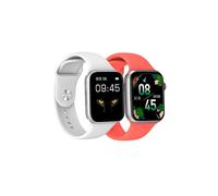 Reloj inteligente con esfera cuadrada DCU COLORFUL 2 en blanco y rojo con pantalla táctil de 1,91", conectividad GPS, WiFi 5, bluetooth.