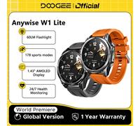 Reloj Inteligente DOOGEE ANYWISE W1 Lite, Resistente al Agua 5ATM, Pantalla de 1.43'', 178 Modos Deportivos, Monitoreo de Salud las 24 Horas, Función de Recordatorio TS