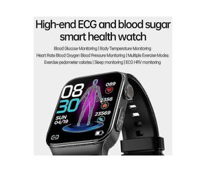 Reloj inteligente E500 con monitorización de glucosa en sangre, ECG, temperatura corporal, no invasivo,