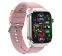 Reloj inteligente, ECG, frecuencia cardíaca, presión arterial, sueño, podómetro, banda de silicona Pink