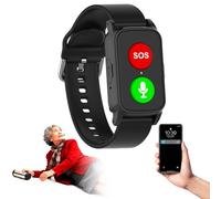 Reloj Inteligente GPS Localizador Personas Mayores con Detección De Caídascon Botón De Llamada De Emergencia Botón, Waterproof Detector Caída, Monitoreo De La Salud Black