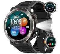 Reloj Inteligente Hombre, 1.45" Smartwatch Hombre con Linterna y Brújula, Smartwatch con Llamadas Bluetooth, 120+ Modos Deportivos, 2 Correas, IP68 Impermeable Reloj Inteligente para Android iOS
