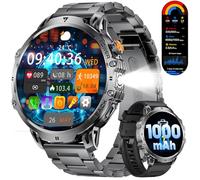 Reloj Inteligente Hombre 1000 mAh Batería/1.85'' HD Grande Smartwatch con 100+ Modos Deportivos,IP68 Impermeable Fitness Watch con 24/7 Ritmo Cardíaco,Monitor de Sueño para Android iOS,Metal Banda
