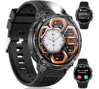 Reloj Inteligente Hombre, 1100mAh Smartwatch Hombre Militar con Llamadas, Linterna LED y Brújula, 1.7" AMOLED, IP68 Impermeable Monitorización del Sueño y SpO2, 100+ Deportes Modos para Android iOS