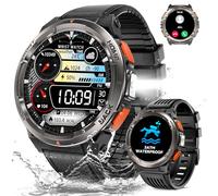Reloj Inteligente Hombre con LED Linterna, 1,45'' 3ATM Impermeable Smartwatch Militar Hombre con Llamadas Bluetooth, Brújula, Altitud, Barómetro, Fitness Tracker con SpO2/Pulsómetro/para iOS Android