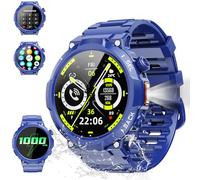 Reloj Inteligente Hombre con Linterna, 1.53'' Militar Smartwatch con Batería de 1000mAh, IP68 Reloj Deportivo con Llamadas Bluetooth/Monitor de Sueño/Pulsómetro, 100+Modos Deportivos para Android iOS