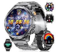 Reloj Inteligente Hombre con Llamadas/Batería 1000 mAh para Android iOS, 1,53" HD Grande Smartwatch Militar con Frecuencia Cardíaca/129 Modos Deportivos, IP68 Resistente al Agua, Linterna,EF23-A