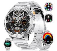 Reloj Inteligente Hombre con Llamadas/Batería 1000 mAh para Android iOS, 1,53" HD Grande Smartwatch Militar con Frecuencia Cardíaca/129 Modos Deportivos, IP68 Resistente al Agua, Linterna,EF23-D