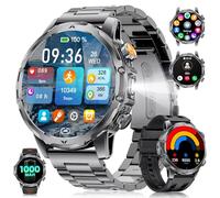Reloj Inteligente Hombre con Llamadas/Batería 1000 mAh para Android iOS, 1,53" HD Grande Smartwatch Militar con Frecuencia Cardíaca/129 Modos Deportivos, IP68 Resistente al Agua, Linterna,EF23-B