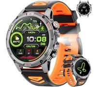 Reloj Inteligente Hombre Militar, 1,46" HD Smartwatch GPS con Linterna Led, Brújula, 100+ Modos Deportivos Smart Watch, Monitoreo de salud 24/7, Llamadas Bluetooth, IP68 Impermeable para Android iOS