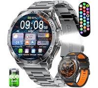 Reloj Inteligente Hombre Militar, 1.6" AMOLED Smartwatch Hombres con Llamadas Bluetooth, 600mAh, LED Linterna, 100+ Modos Deportivos, 5 ATM Impermeable,Frecuencia Cardíaca/Monitor de Sueño,Android iOS