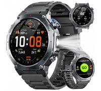 Reloj Inteligente Hombre Militar con GPS y Linterna LED, 5ATM Smartwatch con Brújula llamadas Bluetooth Pulsómetro Oxímetro Sueño, 1.43"AMOLED Reloj Deportivo con 160+Modos Deportivos para IOS Android