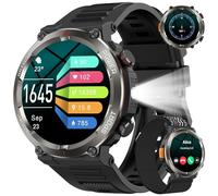 Reloj Inteligente Hombre, W50Pro Smartwatch Hombre con Linterna y Brújula, Smartwatch con Llamadas Bluetooth, Batería Grande de 960 mAh, Monitor Sueño, Podómetro, Pulsera Actividad Impermeable IP68