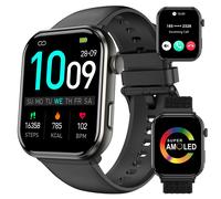 Reloj inteligente IOWODO R60 con Bluetooth, pantalla AMOLED HD de 1,96 pulgadas, relojes para hombre, monitoreo de salud y Fitness, reloj inteligente resistente al agua para mujer Black