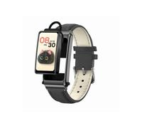 Reloj inteligente K80 de 1,57 pulgadas con auricular desmontable y correa de cuero, clasificación IP67, compatible con llamadas Bluetooth (negro). Re
