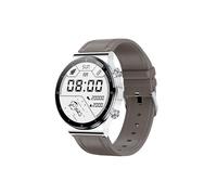 Reloj inteligente Me88 de 1,32 pulgadas con monitorización de frecuencia cardíaca y sueño (cuero plateado): Regalo sorpresa de cuero plateado