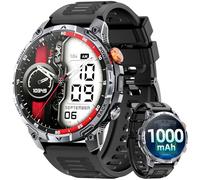 Reloj inteligente militar para hombre, 1000 mAh, batería de 100 días, HD de 1,75 pulgadas, rastreador de actividad con más de 100 modos deportivos, IP68 impermeable, linterna, pulsómetro, SpO2 para