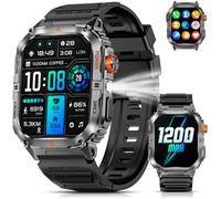 Reloj inteligente militar para hombre, duración de la batería de 30 días | Llamadas Bluetooth, linterna LED, resistente al agua hasta 5 ATM, más de 110 modos deportivos, reloj inteligente de fitness