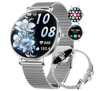 Reloj Inteligente Mujer, 1.43" AMOLED Smartwatch Ultra Delgado con Llamadas, 24/7 Pulsómetro SpO2, Monitor Sueño, IP68 Impermeable, 2 Correas, Pulsera Actividad 100+ Modos Deportivos para Android iOS