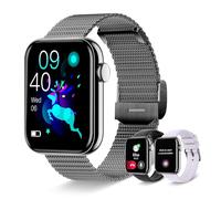 Reloj Inteligente Mujer Hombre, 1,85" Smartwatch con Llamadas Bluetooth, 3 Correas/19 Modos Deportivos Smart Watch con Pulsómetro/Monitor de Sueño/Podómetro,Pulsera Actividad para Android iOS, Negro