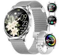 Reloj Inteligente Mujer Ligero con 1.32'' Pequeña Pantalla Curva AMOLED Llamadas IP68 Impermeable Frecuencia Cardíaca/Podómetro/Calculadora 100+ Modos Deportivos Android iOS Smartwatch Elegante Mujer