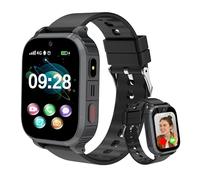 Reloj Inteligente Niño 4G, IP68 Smartwatch Niños con GPS y Llamadas, SOS, Vídeo/Voz Chat, Linterna, Modo Clase, Alarma, 7Juegos, Calendario, Reloj Inteligente Niño Navidad Regalo para 4-15 Años, Negro