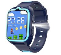 Reloj Inteligente Niño con GPS y Linterna LED,4G Smartwatch Niños con Teléfono, Videollamadas,SOS, Mensajes, Modo Escuela, Despertador, Cámara Podómetro IP68 Reloj Inteligente Niñas y Niños Azul