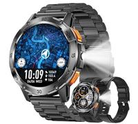 Reloj inteligente para hombre con Bluetooth Llamadas, linterna de 400 mAh, batería grande, 1,53 pulgadas AMOLED 5 ATM, reloj de fitness con SpO2, medición de presión arterial, frecuencia cardíaca