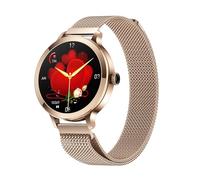 Reloj inteligente para mujer con llamadas Bluetooth, reloj inteligente para teléfonos iPhone y Android, relojes de seguimiento de fitness con contestar/hacer llamadas, impermeable, frecuencia (Oro)