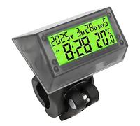 Reloj LCD solar - Reloj digital multifuncional para coche, resistente al agua y a los golpes, con hora, fecha, semana, temperatura y soporte para manillar, ideal para coche, motocicleta y bicicleta