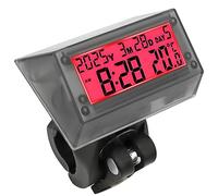 Reloj LCD solar - Reloj digital multifuncional para coche, resistente al agua y a los golpes, con hora,fecha,semana,temperatura y soporte para manillar,ideal para coche,motocicleta y bicicleta Rojo