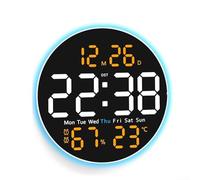 Reloj LED con control remoto con calendario y indicador de temperatura, esencial para el hogar (naranja)