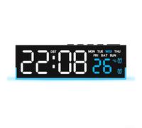 Reloj LED con luz nocturna ambiental suave, tres niveles de brillo, pantalla de temperatura conmutable entre Celsius y Fahrenheit, adecuado para dormitorios (azul)