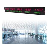 Reloj LED de 5 ciudades de zonas horarias mundiales, control remoto, 3 niveles de brillo, cambio de hora, 2 métodos de instalación para oficina y hotel