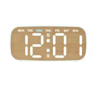 Reloj LED de grano de madera con pantalla digital para hora, fecha y función de alarma adecuado para varios tipos de habitación (A)