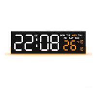 Reloj LED electrónico con luz nocturna suave, ajustes de brillo ajustables, pantalla de temperatura y construcción ABS para un uso diario fiable (naranja)
