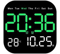 Reloj LED electrónico multifuncional con calendario Termómetro Fase lunar Alarma Cuenta regresiva Control remoto Colocación flexible (verde)