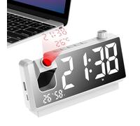 Reloj LED HD, reloj de techo moderno, reloj de proyector de dormitorio, alarma de techo inalámbrica, reloj de proyector de 180°, reloj giratorio digital para dormitorio moderno y decoración de