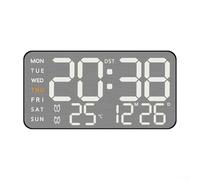 Reloj LED montado en la pared con hora, fecha, semana, temperatura y pantalla de alarma, control de brillo y conmutación de 12 24 horas (negro)