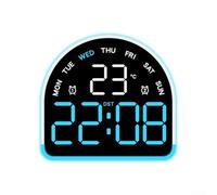 Reloj LED multifuncional con iluminación ambiental, pantalla de temperatura conmutable entre Celsius Fahrenheit, alarmas personalizables, brillo ajustable (F)