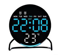 Reloj LED multifuncional de escritorio con alarma, temporizador de cuenta regresiva y luz nocturna para uso doméstico u oficina, pantalla de control táctil (negro azul)