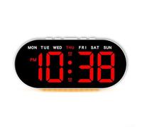 Reloj LED multifuncional de pantalla grande, con visualización de temperatura, iluminación ambiental de brillo ajustable, indicador de día y función de fecha de reloj despertador (luz roja)