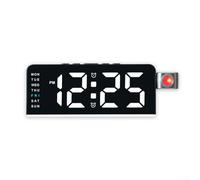 Reloj LED para mesita de noche con proyección giratoria que muestra la hora, día, fecha, alarma y temperatura, diseñado para una visión clara en cualquier ángulo (negro y blanco)