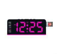 Reloj LED para mesita de noche con proyección giratoria que muestra la hora, día, fecha, alarma y temperatura, diseñado para una visión clara en cualquier ángulo (negro y rosa)