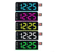 Reloj LED para mesita de noche con proyección giratoria que muestra la hora, día, fecha, alarma y temperatura, diseñado para una visión clara en cualquier ángulo (gris)