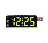 Reloj LED para mesita de noche con proyección giratoria que muestra la hora, día, fecha, alarma y temperatura, diseñado para una visión clara en cualquier ángulo (negro y amarillo)
