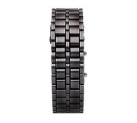 Reloj LED - Reloj de pulsera digital de metal LED estilo cadena, resistente al agua, elegante reloj LED sin rostro, reloj de estilo correa de metal plateado con luz roja, pulsera digital de pulsera